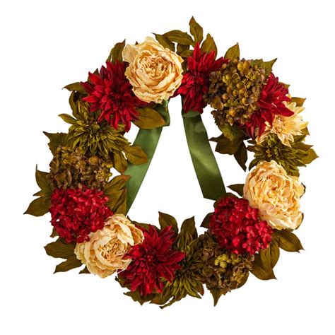 Nearly Natural 2 Ft 24 In Harvest Artificial Wreath In The Fall Wreaths