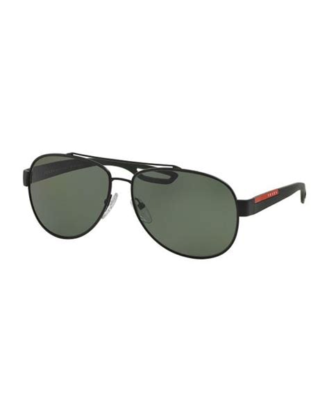 Prada Black Aviator Sunglasses For Men Lyst