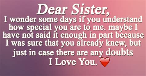 Dear Sister I Love You