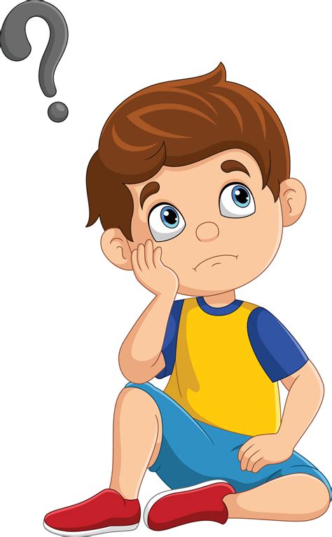 Cartoon Little Boy Thinking With Question Mark 15219802 Vector Art At