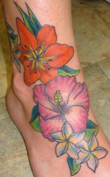 Hawaiian Flower Foot Tattoo Tattoos And Tattoo Designs