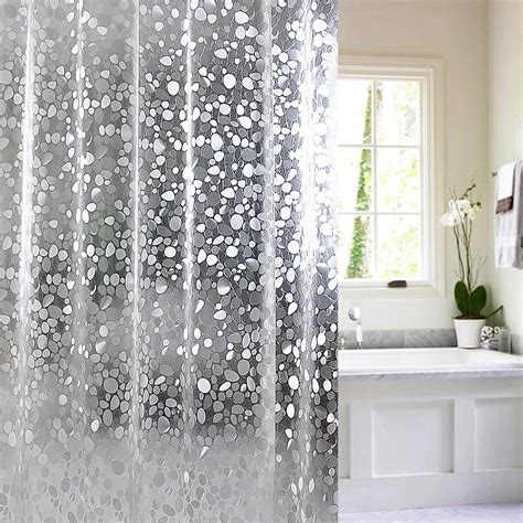 3d Translucent Shower Curtain Waterproof Mildew Eva Bath Curtains Modern Cobblestone Pattern
