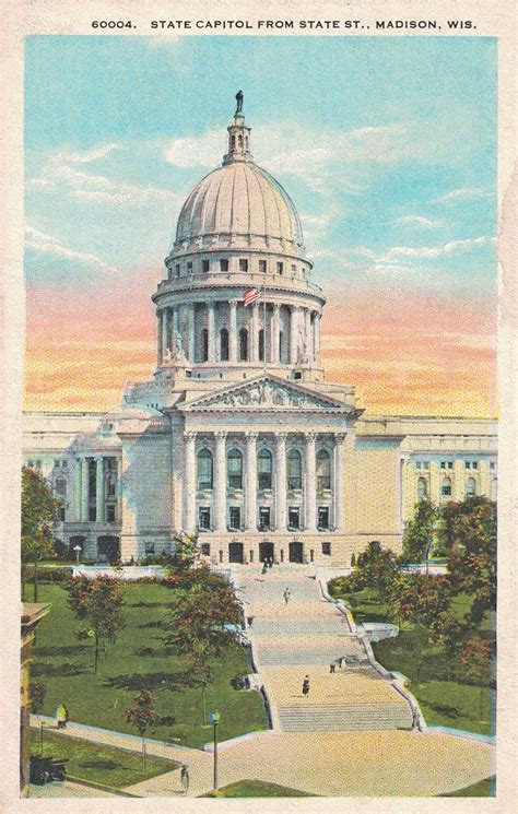 Vintage Postcard Madison Wisconsin State Capitol From State Street ...