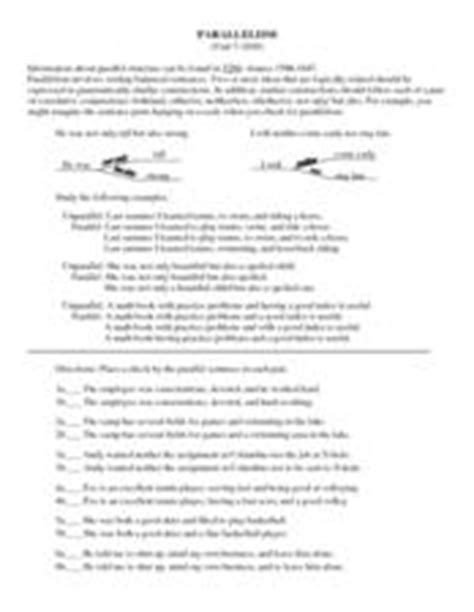 Parallelism means to give two or more parts of the sentences a similar form in order to give the parallelism. Parallelism (Unit 7-3200) Worksheet for 7th - 9th Grade ...