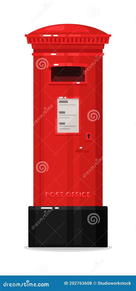 London Red Post Mailbox Isolated On White Background Stock Vector