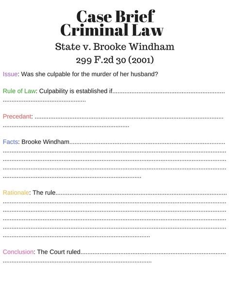 The Case Brief For Crimial Law State V Brooke Vinnhm 29 9 Ed 30 00