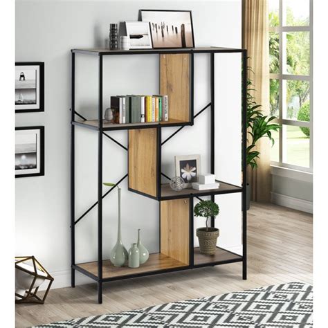 Free Standing Display Shelves Bookshelf 4 Tier Rustic Industrial