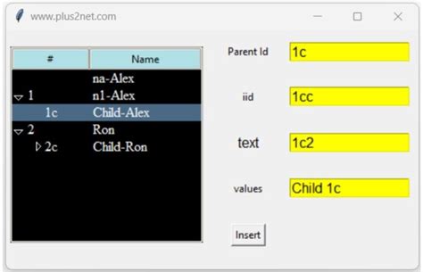 Parent Child Node Of Python Tkinter Treeview With Open Iid