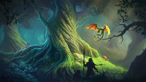 Digital Art Forest Dragon Fantasy Art Wallpapers Hd Desktop And