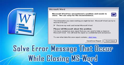 5 Quick Ways To Solve Error Message That Occur While Closing Ms Word