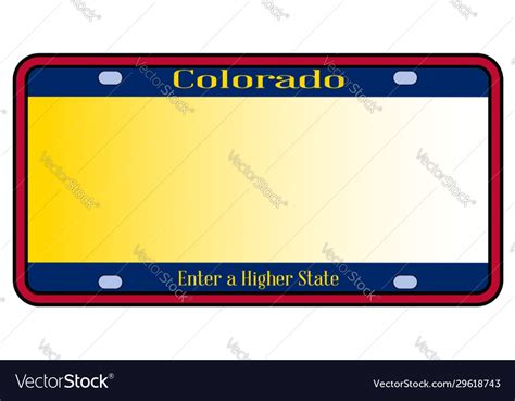 Blank Colorado State License Plate Royalty Free Vector Image