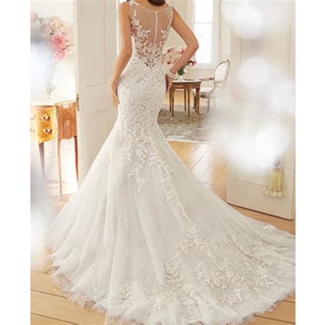 Buy Bridal Dress In White Sex Fashion Temperament Bride Wedding Lace Embroidery Slim At