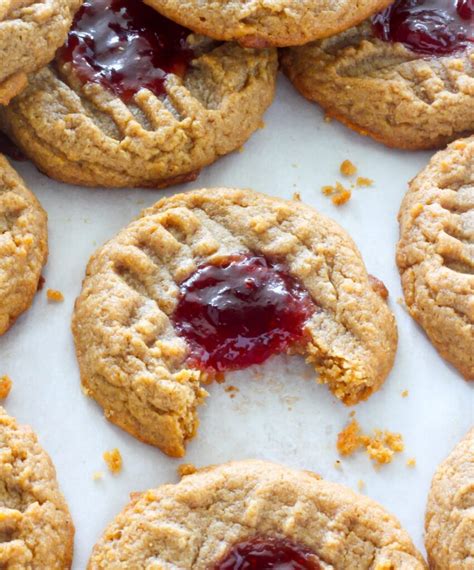 Flourless Peanut Butter And Jelly Thumbprint Cookies Baker By Nature