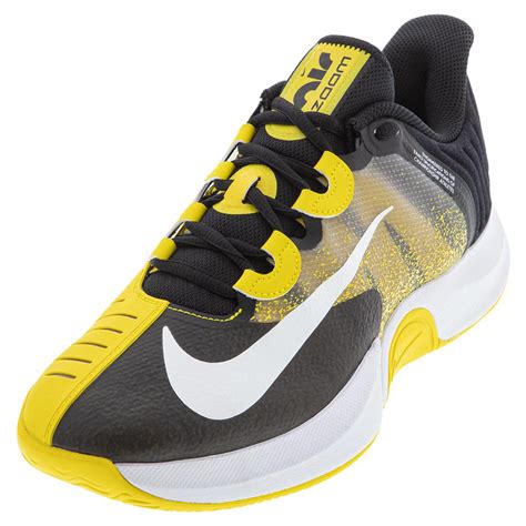 Nike Men S Court Air Zoom Gp Turbo Tennis Shoes Black And Speed Yellow