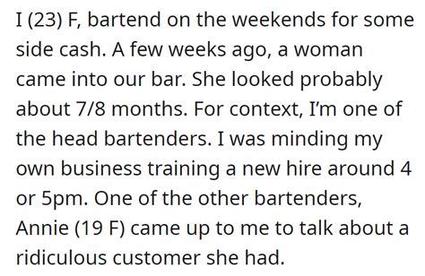 bartender gets colleague fired over refusal to serve pregnant woman alcohol now feels remorse