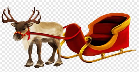 Santa Claus Village Rudolph Reindeer Sled Santa Sleigh Antler Holidays Png Pngegg