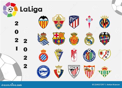 logos of all teams of the spanish laliga editorial photography