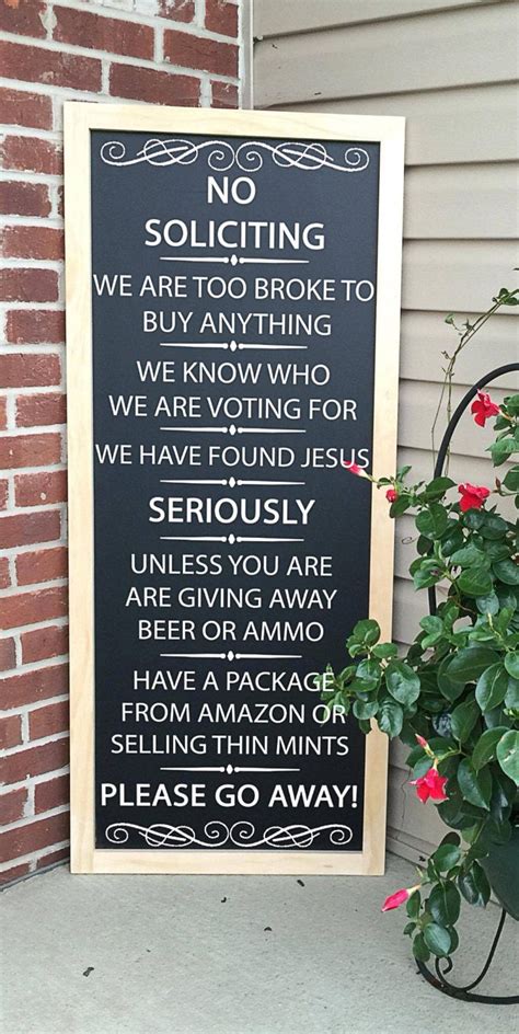 No Soliciting Sign Front Porch Decor Ideas Funny Welcome Etsy