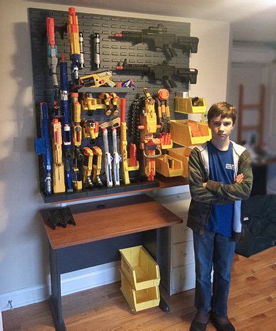 This will apply to those of you who have children obsessed with nerf guns. DIY Nerf gun storage wall! Build your own ultimate with this step-by-step guide! | Nerf gun ...
