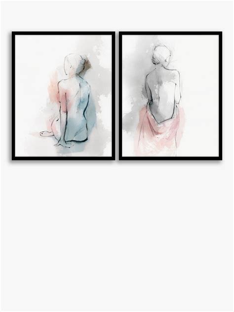 Pastel Nudes Framed Prints Set Of X Cm White Pink