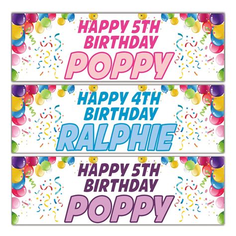 All our cards and wrapping paper have unique designs to choose from, or try our anything you like range for a truly unique touch. Personalised Balloon Colourful Streamers Birthday Banners ...