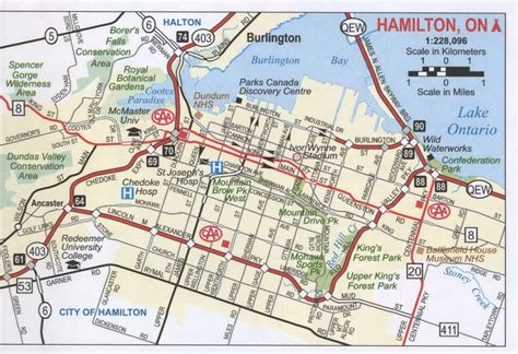 Map Hamilton On And Surrounding Area Free Printable Map Highway