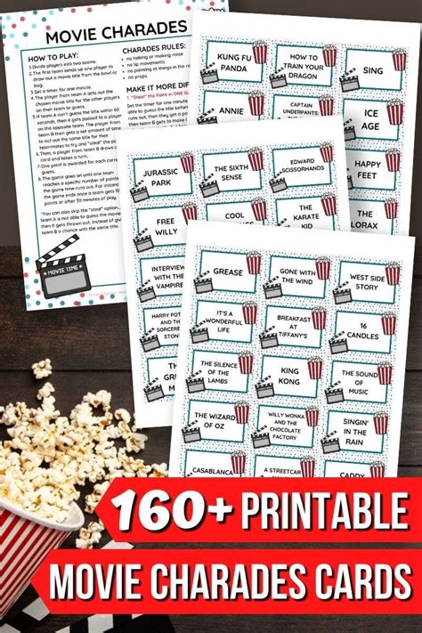 Movie Charades How To Play List Of Movies And Printable Cards