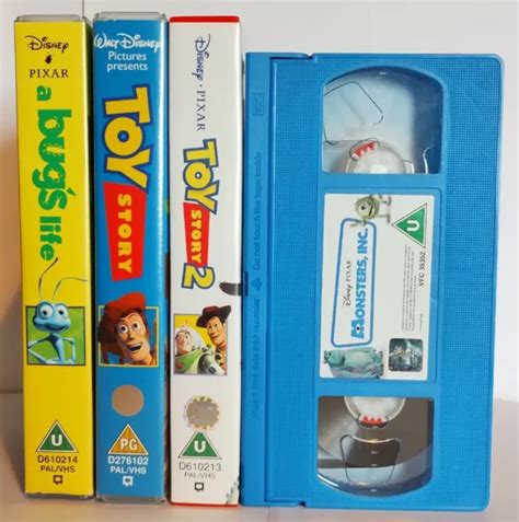 4 Pixar Vhs Tapes Bugs Life Toy Story 1 2 Monsters Inc No Case