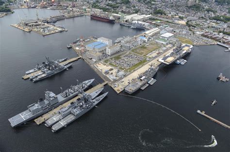 The Scene At Sasebo Naval Base With Ships Of The Jmsdf And Us Navys