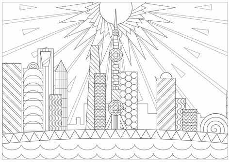 City Buildings Coloring Pages Sketch Coloring Page