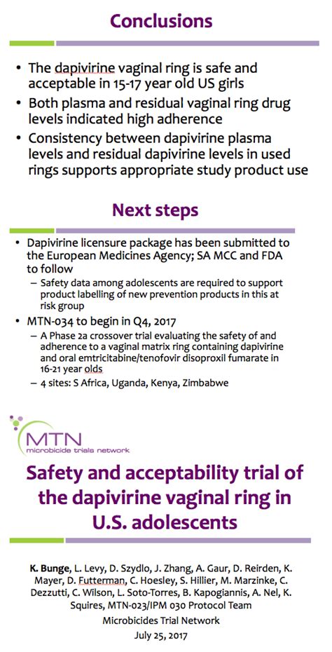 Safety And Acceptability Trial Of The Dapivirine Vaginal Ring In Us