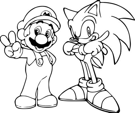 Coloriage De Sonic Et Mario à Imprimer
