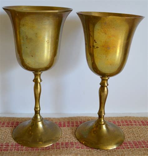 Vintage Brass Goblets Home Decor ChaliceWine GlassCup