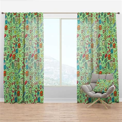 Designart Diet Green Pattern Traditional Curtain Panel In The Curtains
