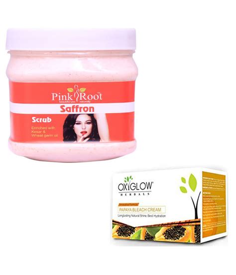 Pink Root Safron Scrub Gm With Oxyglow Papaya Bleach Day Cream