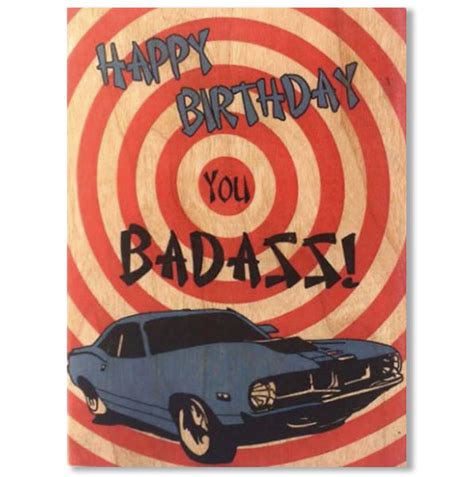 Wood Folding Card Happy Birthday You Badass