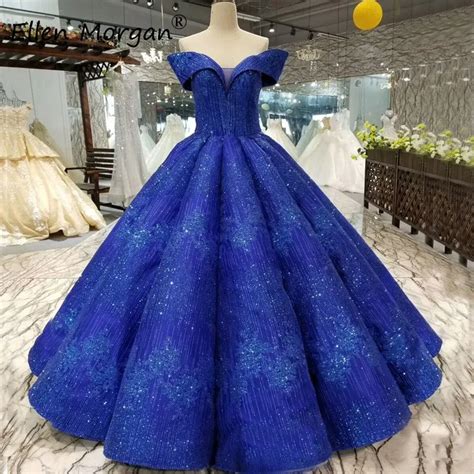 Glitter Royal Blue Ball Gowns Quinceanera Dresses 2020 Real Photos Off