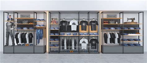 Modern Boutique Clothing Display Racks Custom Made Shop Fittings For
