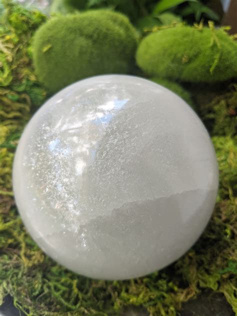 Very Large White Selenite Sphere 45 Angelic Orb Hand Etsy