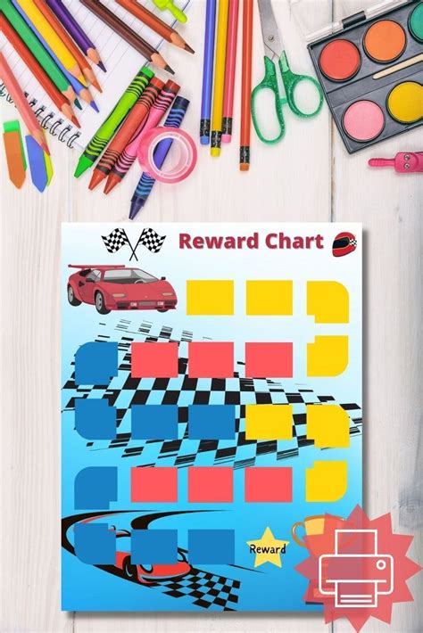 Printable Red Race Car Reward Chart For Kids Racecars Chore Chart For