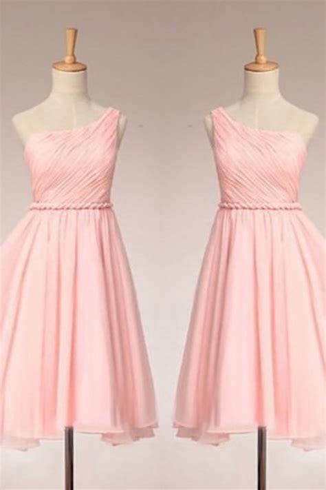 Every bride should prepare such a dress for her big day. Simple Dress Elegant One-shoulder Ruched Pink Chiffon ...