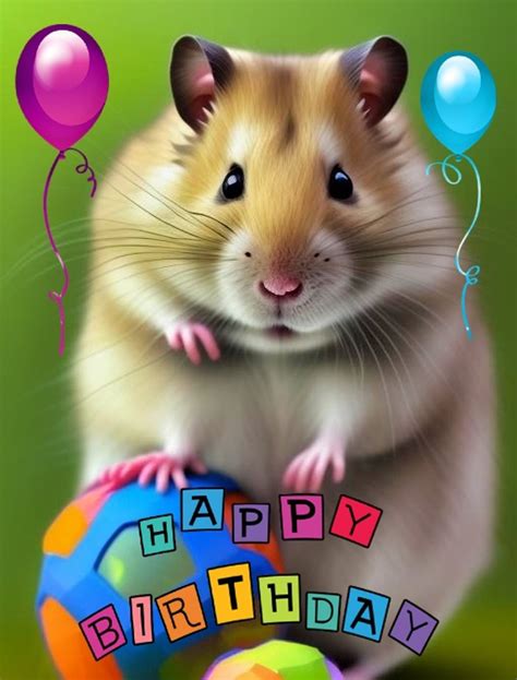 Happy Birthday Cute Hamster Card Folksy
