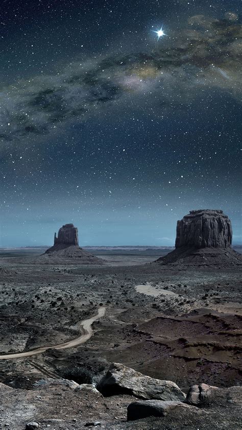 Panoramic View Of Milky Way In Monument Valley Arizona Utah Usa