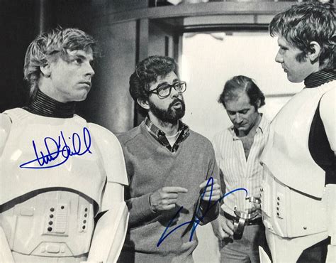 Lot Detail George Lucas And Mark Hamill Dual Signed 11 X 14 Bandw Photo