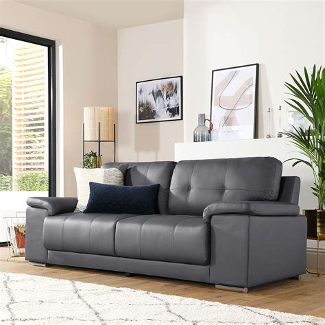 Kansas Grey Leather 3 Seater Sofa Furniture Choice