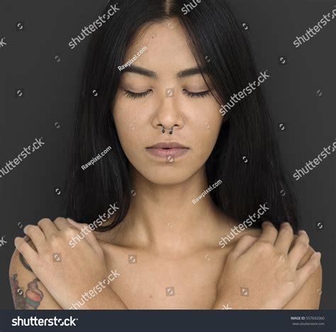 Woman Pierced Nose Ring Bare Chest Stock Photo Shutterstock