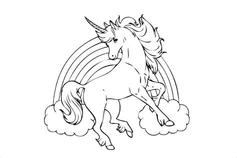 Rainbow Unicorn Coloring Page Coloringbay