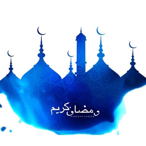Download Vector Blue Ramadan Background With Moon And Mosque