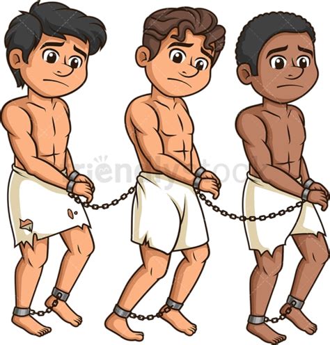 male slaves chained together cartoon clipart vector friendlystock