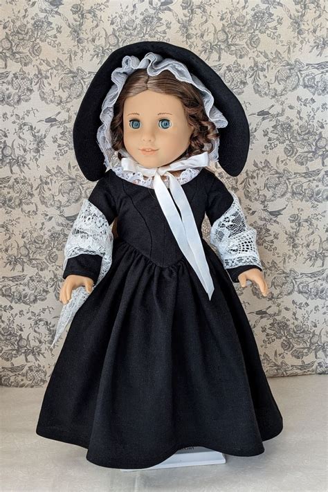 marie grace in a black 1840s style gown agpastime doll clothes american girl doll